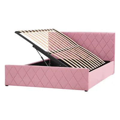 Bed with Storage ROCHEFORT x cm (EU Double) Velvet Pink