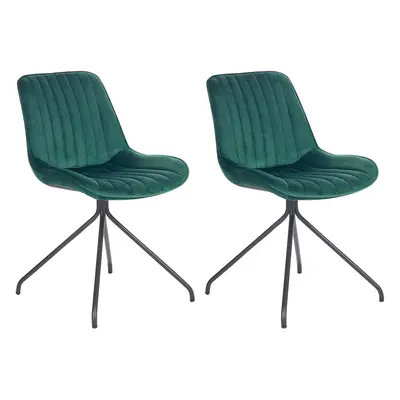 Set of Dining Chairs NAVASOTA Velvet Emerald Green