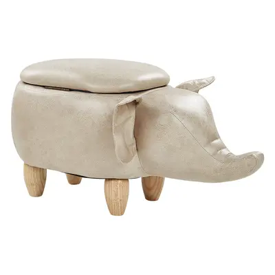 Faux Leather Storage Animal Stool Taupe ELEPHANT