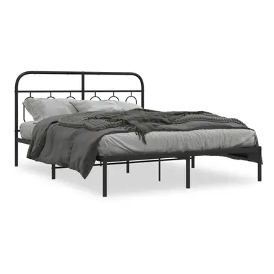 (black, x cm/ with headboard) vidaXL Metal Bed Frame with Headboard and Footboard Bed Base Black