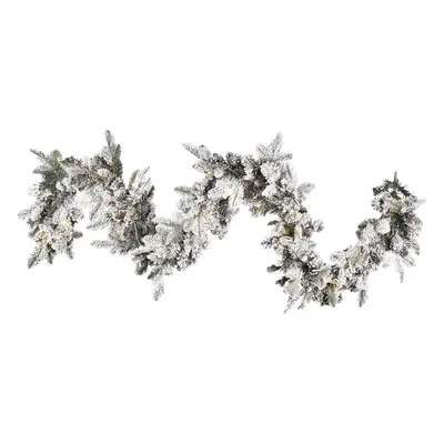 Pre-Lit Snowy Christmas Garland cm White SUNDO