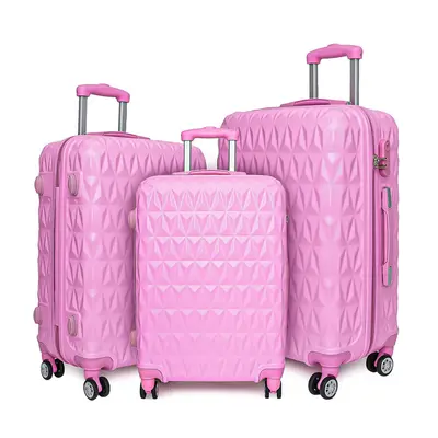 (PINK 3PC SET) Hard Shell Wheel Spinner Suitcase Trolley Cabin