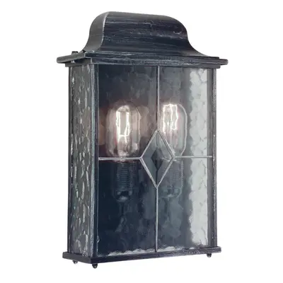 IP43 Bulb Lantern Leaded Glass Weatherproof Black Silver LED E27 60W