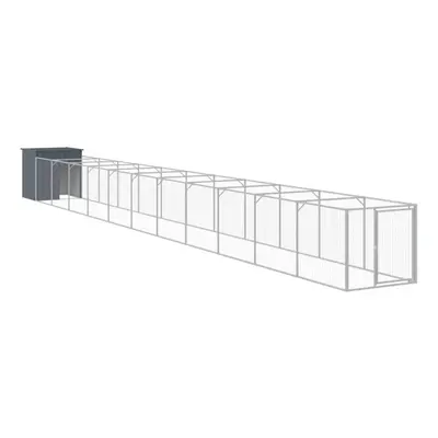 (anthracite, x x cm) vidaXL Dog House Dog Kennel with Run Dog Cage Anthracite Galvanised Steel