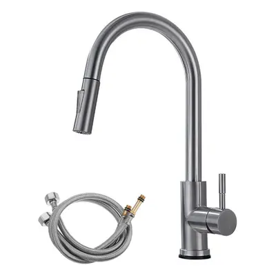 304 Stretching Faucet Double Inlet Pipe Two Outlet Methods Thin Head Silver