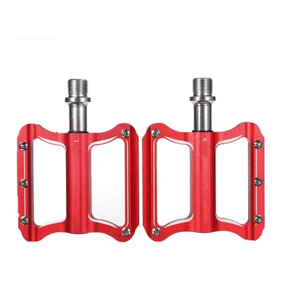 (Red) Pair Of Bike Pedals Anti-slip Mountain Road Bike Platform Aluminum Alloy Bicycle Flat Foot