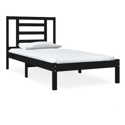 vidaXL Bed Frame Bed Base Platform Bed Black Solid Wood 75x190 cm Small Single