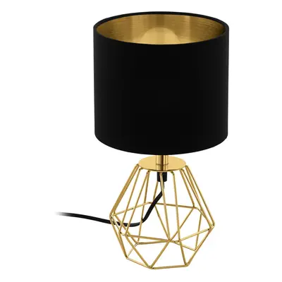 Table Lamp Colour Brass Steel Base Shade Black Gold Fabric Bulb E14 1x60W