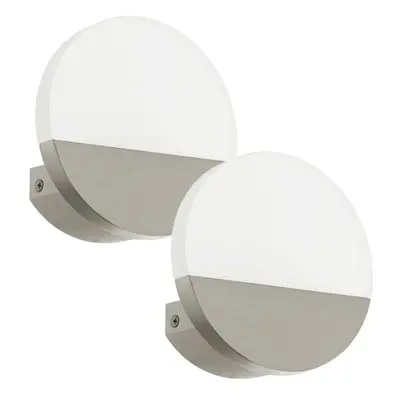 2 PACK Wall Light Colour Satin Nickel Shade Satined Plastic LED 1x4.5W Included