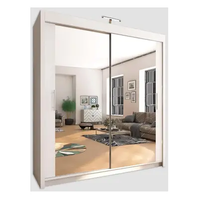 (150cm, White) VVista Sliding Mirror Door Wardrobe For Bedroom