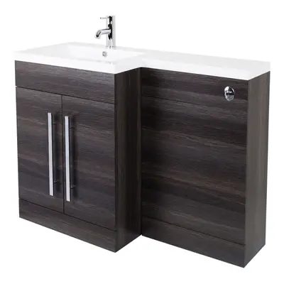 NRG Grey Left Hand Combination Bathroom Storage Cabinet Vanity Unit Set Flat Pack(No Toilet and 