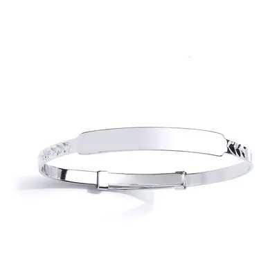 Jewelco London Girls Sterling Silver Sparkle Cut Expanding ID Baby Bangle Bracelet - BN59