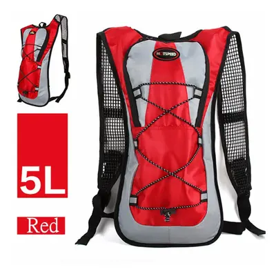 (Red) 5L Running Hydration Backpack Rucksack 2L Straw Water Bladder Bag For Hiking Climbing