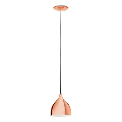 Pendant Light Brushed Copper Coloured Steel Rose and Shade Bulb E27 1x60W