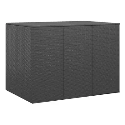 vidaXL Garden Cushion Box PE Rattan Black Patio Cabinet Outdoor Storage Box