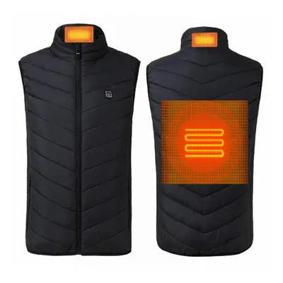 (XL) USB Electric Vest Heated Jacket Thermal Warm Neck + Back Pad Winter Body Warmer Cloth