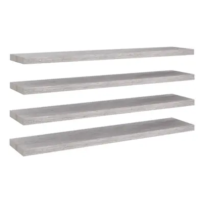 vidaXL 4x Floating Wall Shelves Concrete Grey MDF Bookcase Wall Board CD Rack