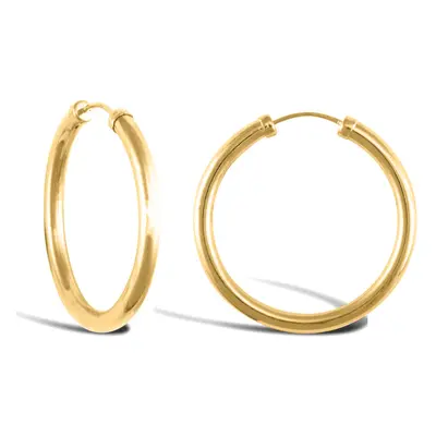 Jewelco London Ladies 9ct Yellow Gold Capped Sleeper 2.5mm Hoop Earrings 25mm - JER742C