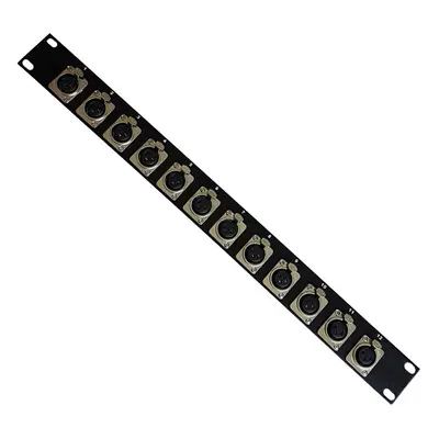 12 Port XLR Patch Panel 1U Rack Pin Female Audio Socket Connector Chassis