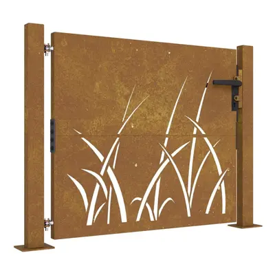 (105 x cm) vidaXL Garden Gate Fence Gate Fence Panel 105x180 cm Corten Steel Grass Design