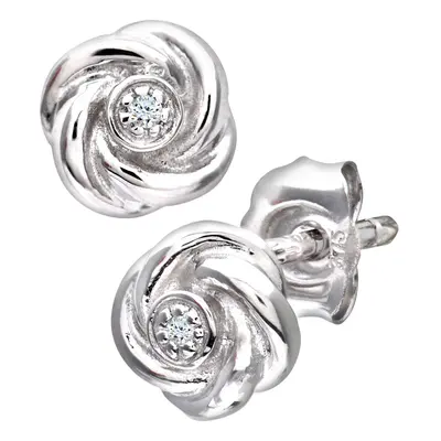 Jewelco London 9ct White Gold Round 1pts Diamond Flower Stud Earrings - PE0AXL3120W