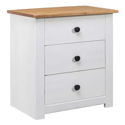 vidaXL Solid Wood Pine Bedside Cabinet White Drawers Night Stand Sideboard