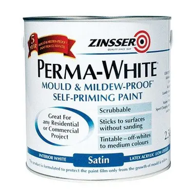 Zinsser ZN7050001C1 Perma-White Interior Paint Satin 2.5 Litre