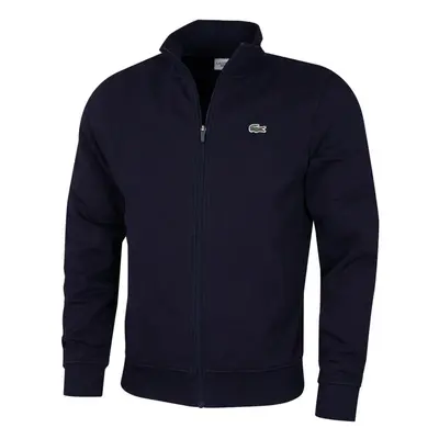 (2XL, Navy Blue) Lacoste Mens Sport Cotton Blend Ribbed Collar Fleece Zip Sweater