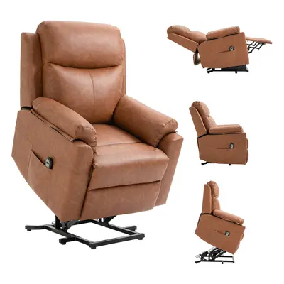 HOMCOM Power Lift Chair Electric Riser Armchair with Remote Control, Brown