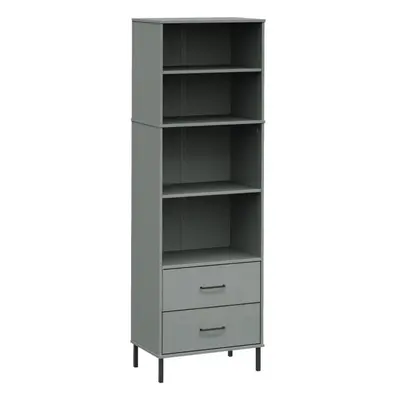 (grey) vidaXL Solid Wood Bookcase with Drawers OSLO Storage Rack Multi Colours