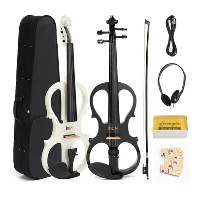 (white) 4/4 Electric Violin with Headphone Gig Bag Bow Cable for Beginner