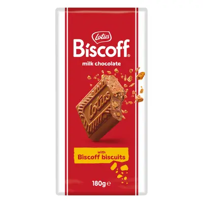 LOTUS Milk Chocolate with Biscoff Crumbs 180g (Pack of 16)