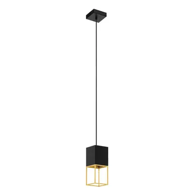 Pendant Ceiling Light Colour Black Gold Square Shade Bulb GU10 1x5W Included