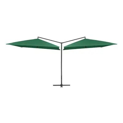 vidaXL Double Parasol with Steel Pole Green Outdoor Garden Umbrella Sunshade