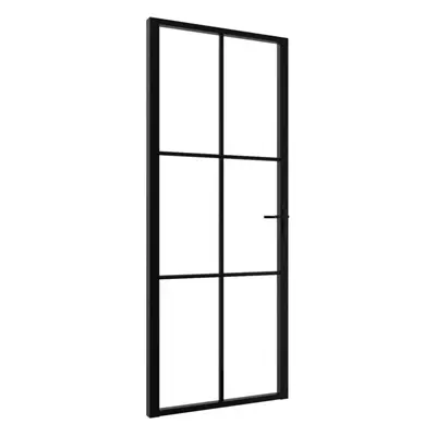 vidaXL Interior Door Barn Door Sliding Door ESG Glass and Aluminium Black