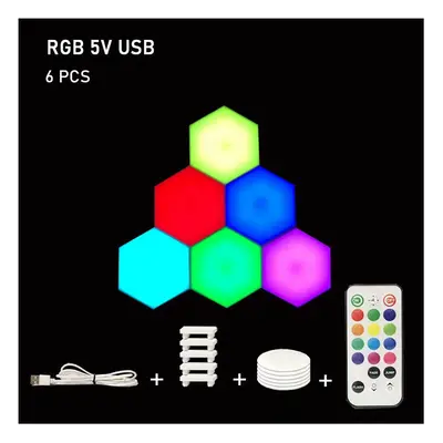 (6pcs) RGB LED Lamp Hexagon Light Touch Sensor RGBW LED Honeycomb Light Colorful Night Light USB