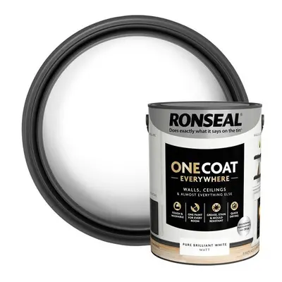 Ronseal One Coat Everywhere Interior Paint Pure Brilliant White Matt litre