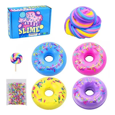 () Donut Slime + Lollipop Accessories Sugar Pellets With Color Box Set Indoor Toys