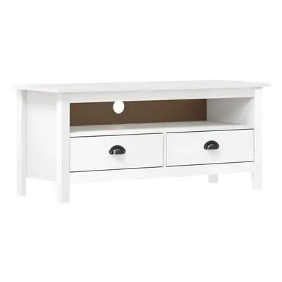 vidaXL Solid Wood Pine TV Cabinet Hill White 110x40x47 cm Media Unit TV Stand