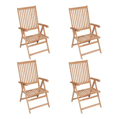 vidaXL 4x Solid Teak Wood Reclining Garden Chairs Wooden Dining Dinner Seat