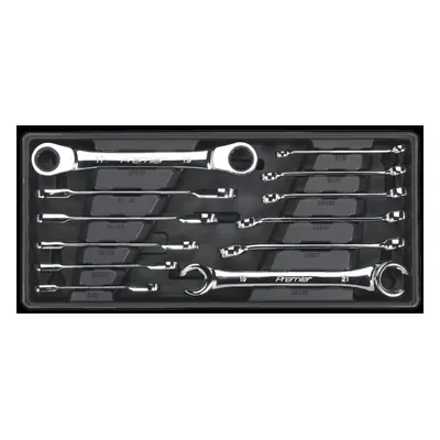 Tool Tray with Flare Nut & Ratchet Ring Spanner Set 12pc