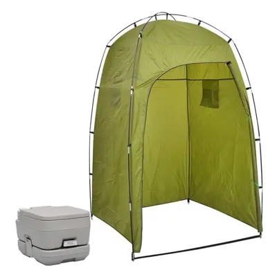 vidaXL Portable Camping Toilet with Tent 10+10 Privacy Travel Toilet Set