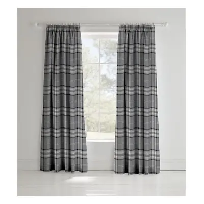 Catherine Lansfield Kelso Easy Care Pencil Pleat Curtains Charcoal, 66x72 Inch