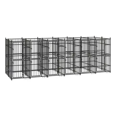 vidaXL Outdoor Dog Kennel Steel 11.06 m? Garden Puppy Enclosure Dog House