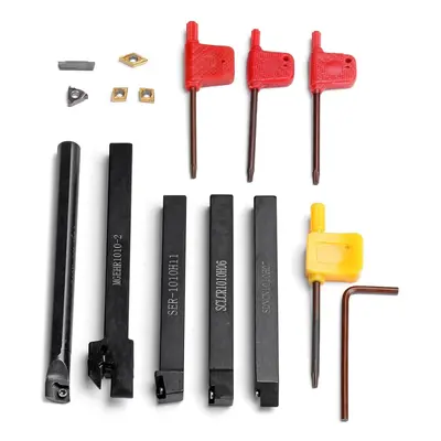 5pcs 10mm Shank Lathe Turning Tool Holder Boring Bar CNC Tools Set with Carbide Inserts and Wren