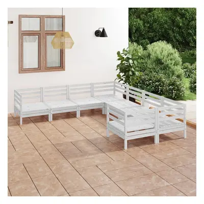 vidaXL Garden Lounge Set Outdoor Lounge Set Piece Solid Wood Pine White