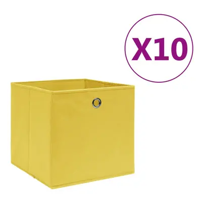 vidaXL 10x Storage Boxes Non-woven Fabric Yellow Organiser Basket Container