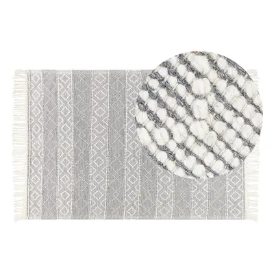 Wool Area Rug x cm Grey and White TONYA