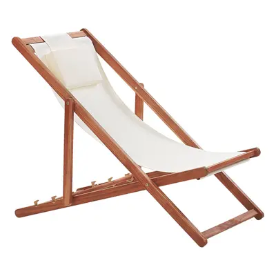 Sun Lounger Wood Off-White AVELLINO