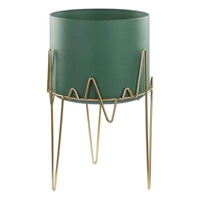 Elevated Plant Pot KALANDRA Metal Dark Green